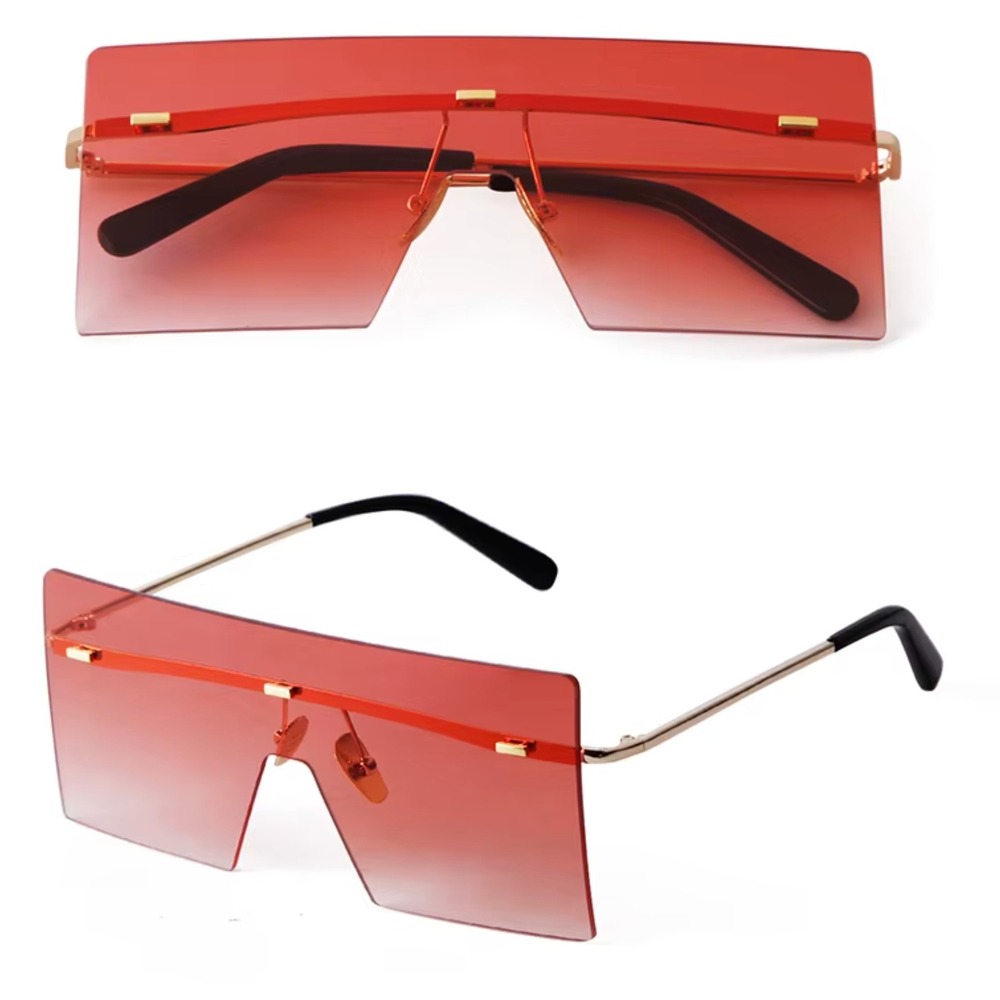 Rimless Sunglasses Women Fashion Oversized Square Sun Glasses Trendy Shades New